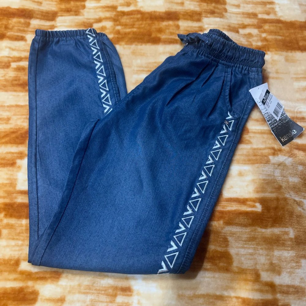 Kensie Girls Drawstring Pants with Embroidered Design Size 14/16 NWT